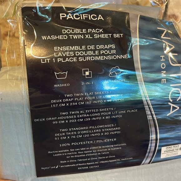Nautica Home ONE SET Washed Twin XL Sheets Flat Sheet Fitted Sheet Pillowcase - Picture 3 of 4